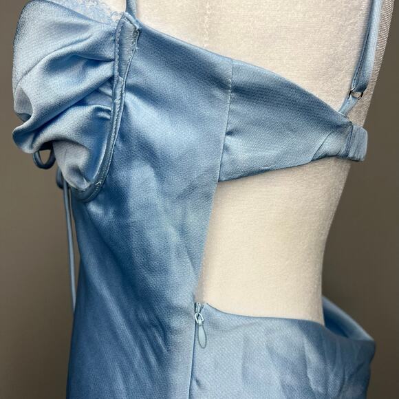 Lucy in the Sky Satin Bustier Mini Dress Blue Sz M Coquette Sabrina Carpenter - Picture 5 of 12